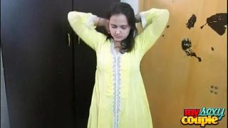 Indian Bhabhi Sonia In Yellow Shalwar Suit Getting Naked In Bedroom For Sex 2 min